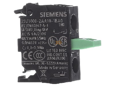 Ansicht links Siemens 3SU1400-2AA10-1BA0 Kontaktmodul mit 1 Schaltglied,1S 