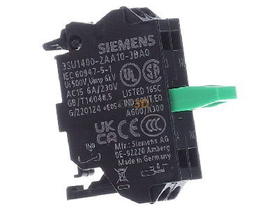 Ansicht links Siemens 3SU1400-2AA10-3BA0 Kontaktmodul mit 1 Schaltglied,1S 