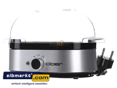 Front view Cloer 6099 alu matt Egg boiler for 6 eggs 400W
