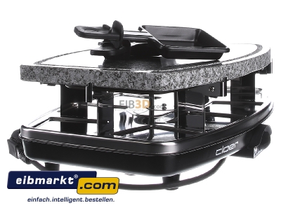 Ansicht links Cloer 6430 Raclette Grill 8 Pfn.,Naturstein 