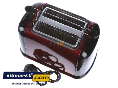 Top rear view Moulinex LT 261D met-rt/sw 2-slice toaster 850W red 
