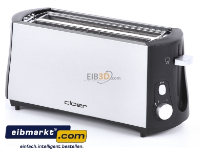 View up front Cloer 3710 sw/metall matt 4-slice toaster 1380W stainless steel
