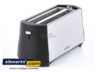 View top left Cloer 3710 sw/metall matt 4-slice toaster 1380W stainless steel
