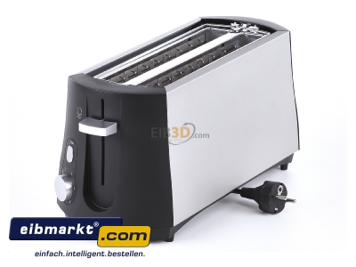 View top right Cloer 3710 sw/metall matt 4-slice toaster 1380W stainless steel
