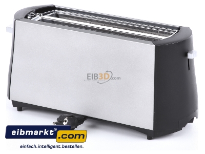 Top rear view Cloer 3710 sw/metall matt 4-slice toaster 1380W stainless steel
