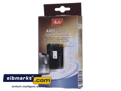 Frontansicht Melitta Haushaltsprod. AntiCalcEspressoMach Entkalker Pulver 2 Sachets 2x40g 