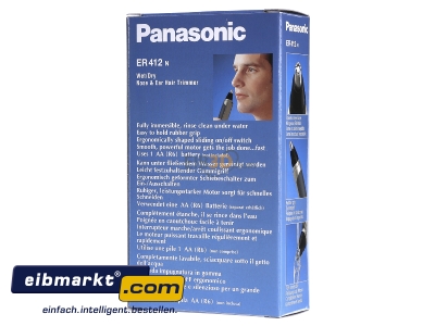 Ansicht hinten Panasonic Deutsch.WW ER412N501 Nasen/Ohrhaarschneider Batterie,si 