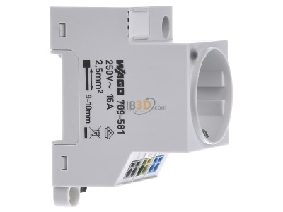 Ansicht links WAGO 709-581 Schaltschrank-Steckdose SCHUKO m.LED-Status 