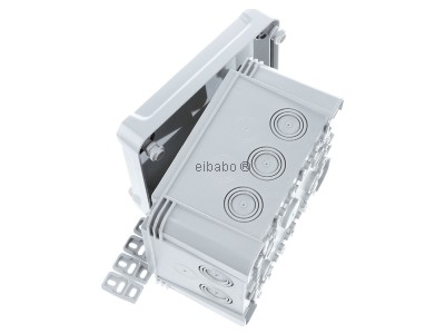 View top right OBO X10 H25 GNP5 LGR Surface mounted box 191x151mm 
