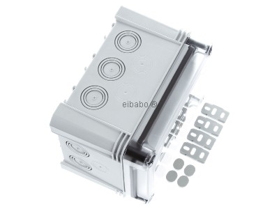 Ansicht oben links OBO X10 R LGR-TR Kabelabzweigkasten m.transp. Deckel 