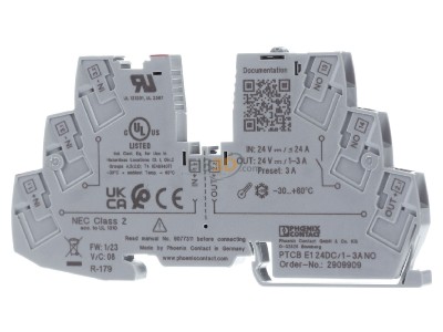 Frontansicht Phoenix PTCB E1 24DC/1-3A NO Ger�teschutzschalter 24V DC 