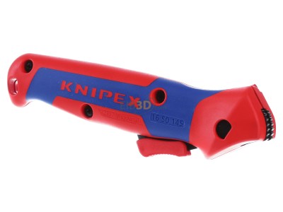 Ansicht hinten Knipex 16 50 145 SB Abmantelungsmesser Gleitschienen Ratschenfunktion 