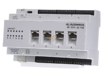 Frontansicht Rutenbeck SR 10TX GB PoE Gigabit-Switch fr REG Montage 