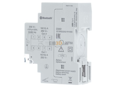 Ansicht rechts ABB DW 2 Wochen-Zeitschaltuhr 2-Kanal Bluetooth 
