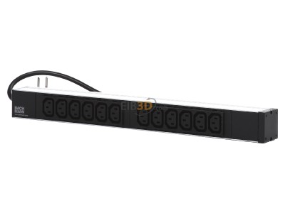 Frontansicht Bachmann 333.616 19 Zoll Steckdosenleiste, Mehrfachsteckdose 12fach 1HE 12fach IEC, 