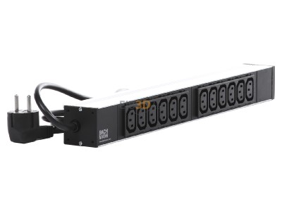 Ansicht links Bachmann 333.616 19 Zoll Steckdosenleiste, Mehrfachsteckdose 12fach 1HE 12fach IEC, 