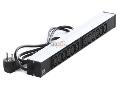 Ansicht oben links Bachmann 333.616 19 Zoll Steckdosenleiste, Mehrfachsteckdose 12fach 1HE 12fach IEC, 