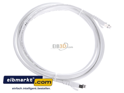 Ansicht oben links CommScope/AMP Netconn 0-1711731-3 Patchkabel Kat.6A S/FTP RJ45/RJ45, weiss TN-6000A ws 3,0m