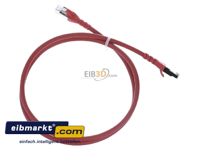 Ansicht oben hinten Metz Connect 1308451066-E Patchkabel AWG 26 1,0m Cat.6A rot 2xRJ45 