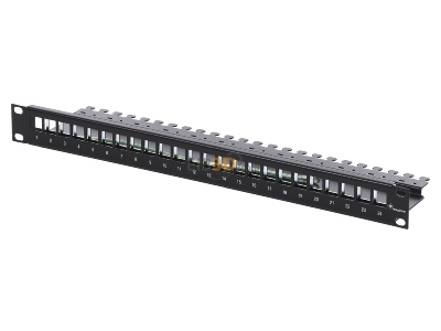 View up front Telegrtner AMJ-Mod 24PP/ub sw Patch panel copper 24x RJ45 8(8) 
