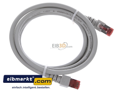 Ansicht oben links EFB-Elektronik EC6000 1,5m gr S/FTP Patchkabel Cat.6 2xRJ45 mit S/FTP 