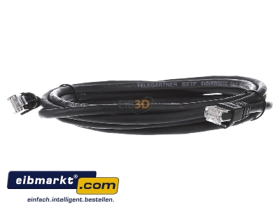 Frontansicht Telegrtner L00002A0117 Patchkabel S/FTP 6A sw 3,0m 1x180Grd 