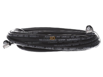 Frontansicht Telegrtner L00004A0060 Patchkabel S/FTP 6A sw 7,5m 1x180Grd 