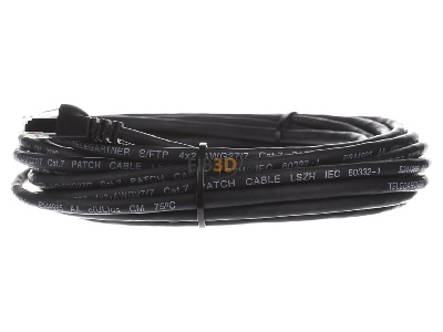 Ansicht rechts Telegrtner L00004A0060 Patchkabel S/FTP 6A sw 7,5m 1x180Grd 