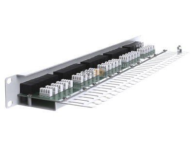 Ansicht rechts Telegrtner MPPISDN 25-H kurz 19 Zoll ISDN-Panel 25-Port 1HE, RAL7035, 