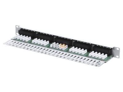 Top rear view Telegrtner MPPISDN 50-H kurz 19 inch ISDN panel 50-port 1U, RAL7035, MPPISDN 50-Hz
