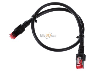 Ansicht oben vorne EFB-Elektronik EC6000 0,5m sw S/FTP Patchkabel Cat.6 2xRJ45 mit S/FTP 