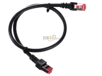 Ansicht oben links EFB-Elektronik EC6000 0,5m sw S/FTP Patchkabel Cat.6 2xRJ45 mit S/FTP 