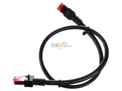 Ansicht oben rechts EFB-Elektronik EC6000 0,5m sw S/FTP Patchkabel Cat.6 2xRJ45 mit S/FTP 