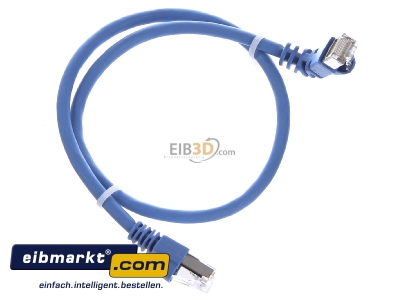 Ansicht oben links Telegrtner L00000A0197 Patchkabel S/FTP 6A bl 0,5m 1x90Grd 