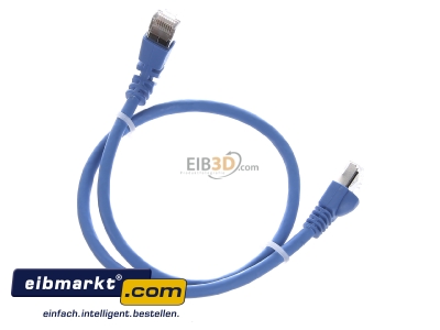 Ansicht oben hinten Telegrtner L00000A0197 Patchkabel S/FTP 6A bl 0,5m 1x90Grd 