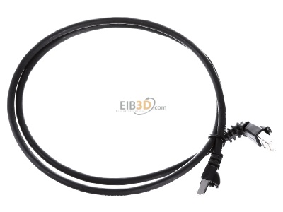 Ansicht oben links Telegrtner L00000A0202 Patchkabel S/FTP 6A sw 1,0m 1x90Grd 