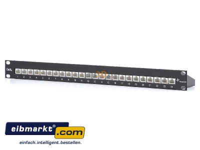 Frontansicht Telegrtner J02023S0050 PatchPanel MPP24-HS Cat.6A RAL 9005 sw 