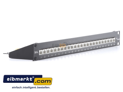 Ansicht links Telegrtner J02023S0050 PatchPanel MPP24-HS Cat.6A RAL 9005 sw 