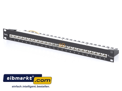 Ansicht oben vorne Telegrtner J02023S0050 PatchPanel MPP24-HS Cat.6A RAL 9005 sw 
