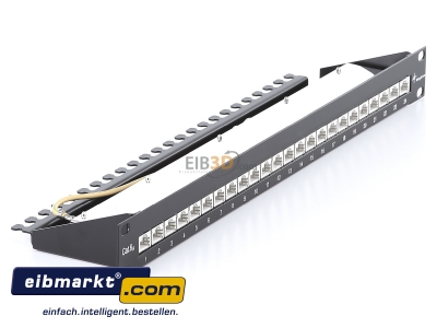 Ansicht oben links Telegrtner J02023S0050 PatchPanel MPP24-HS Cat.6A RAL 9005 sw 