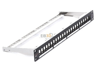 Ansicht oben links Dtwyler 418019 PatchPanel KS 19Zoll leer f.24Module swRAL9005 