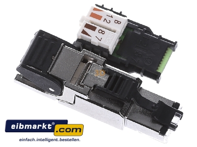 Ansicht oben links Telegrtner J00026A2001 Stecker Cat.6A AWG22-27 MFP8 T568B feldkonf. 