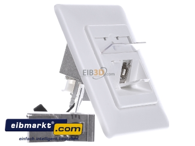 View on the left Metz Connect TN C6Amod-2UP-270rw RJ45 8(8) Data outlet 6A (IEC) white
