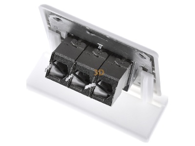 Top rear view Metz Connect TN C6Amod-3UP-180rw RJ45 8(8) Data outlet 6A (IEC) white 

