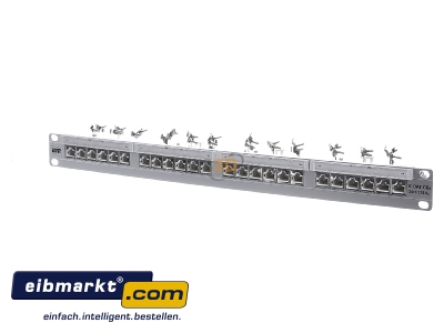 Frontansicht Metz Connect TN EDATC6A-MP24-mod 24-Port Panel E-DAT C6A 1HE modular Alu 