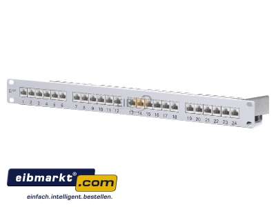 Frontansicht Metz Connect 130855C-E-90 24-Port Panel E-DAT C6A 1HE Alu TN EDATC6A-MP24