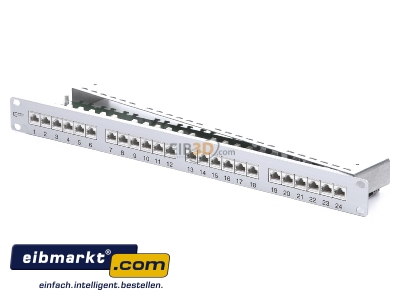 View up front Metz Connect 130855C-E-90 Patch panel copper 24x RJ45 8(8)
