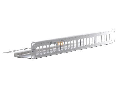 Ansicht links Metz TN MPP24-Edst-leer Patchfeld modul 24Port 1HE Edelstahl leer 