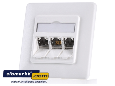 Frontansicht Metz Connect 1309131002-E-90 Anschlussdose, Cat.6A 3xRJ45,UP,rws TN E-DATmod-3UP-rws