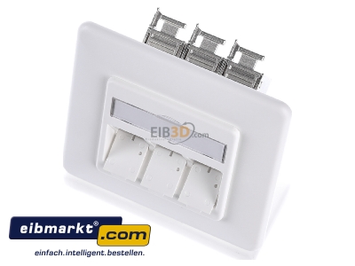 Ansicht oben vorne Metz Connect 1309131002-E-90 Anschlussdose, Cat.6A 3xRJ45,UP,rws TN E-DATmod-3UP-rws